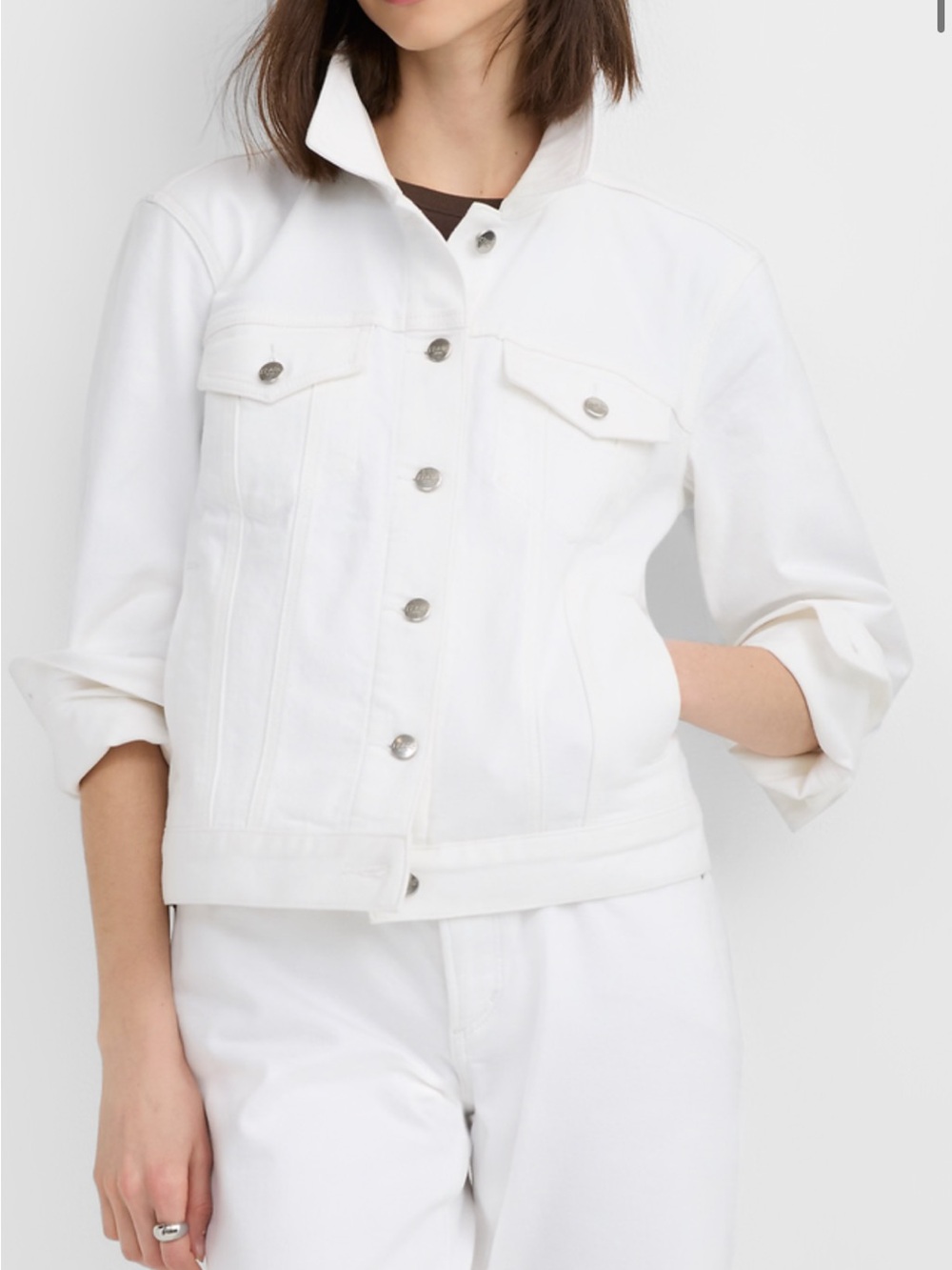 LOFT white petite jean jacket